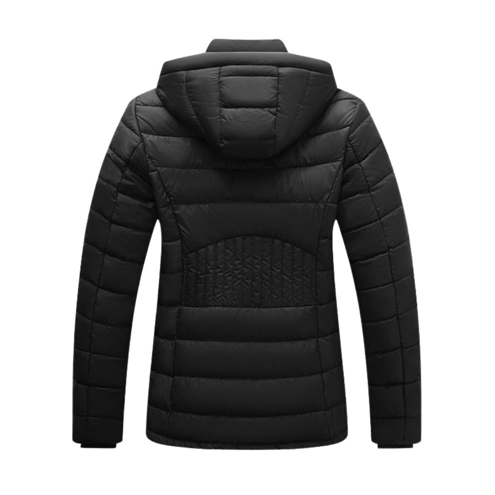 Black Packable Puffer Jacket, Womens 2XL, Lightweight Hooded Winter Coat Outdoor - Picture 2 of 7